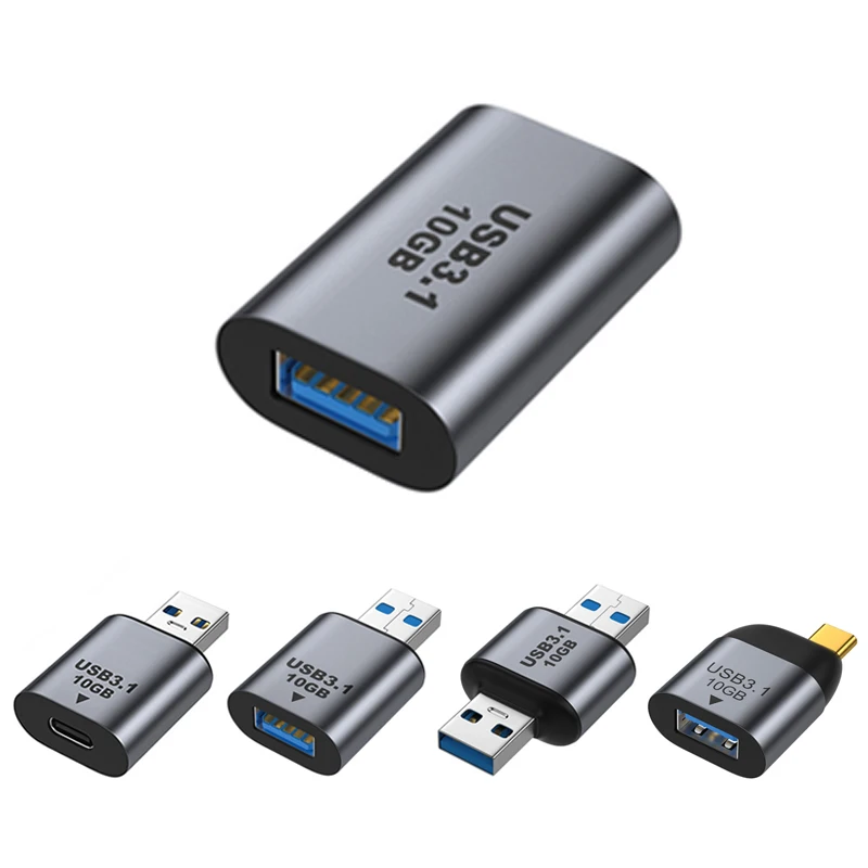 Metal USB 3.1 OTG Adapter 10Gbps High‑Speed Data 3A Charging Converter USB‑A to Type‑C & Type‑C to USB‑A for Laptop Tablet Phone