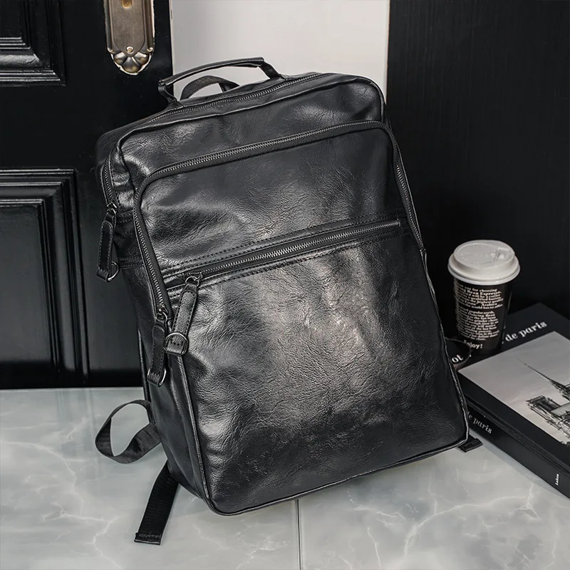 Design de luxo mochila masculina moda negócios bolsa para portátil dos homens mochila viagem alta capacidade mochila masculina sacos couro do