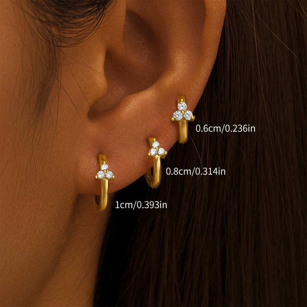 ROXI-Juego de pendientes de aro de Plata de Ley 925 para mujer, aretes redondos de flor de circón, joyería de cartílago de onda, 6mm, 8mm, 10mm, 3