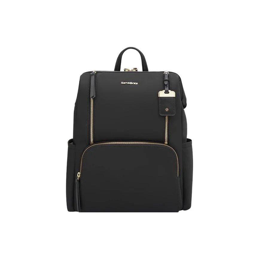 Mochila SAMSONITE em tecido com couro de vaca, modelo regular, feminina, preta
