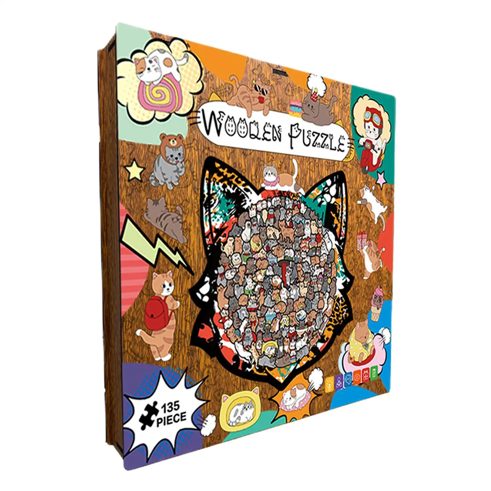 

Cat Puzzles For Adults 135-Piece Wooden Educational Funny Decorative Cat Puzzle Kids Toys For Boys Girls Family Home Indoor