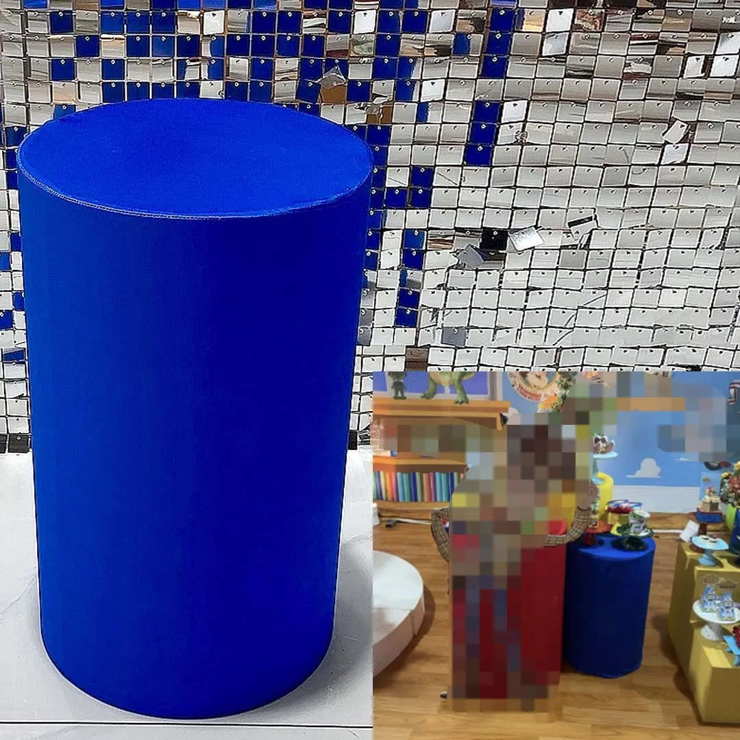 Royal Blue Pedestal Cylinder Covers for Birthday Baby Shower Wedding Parties Banquet Decorations Solid Color Plinth