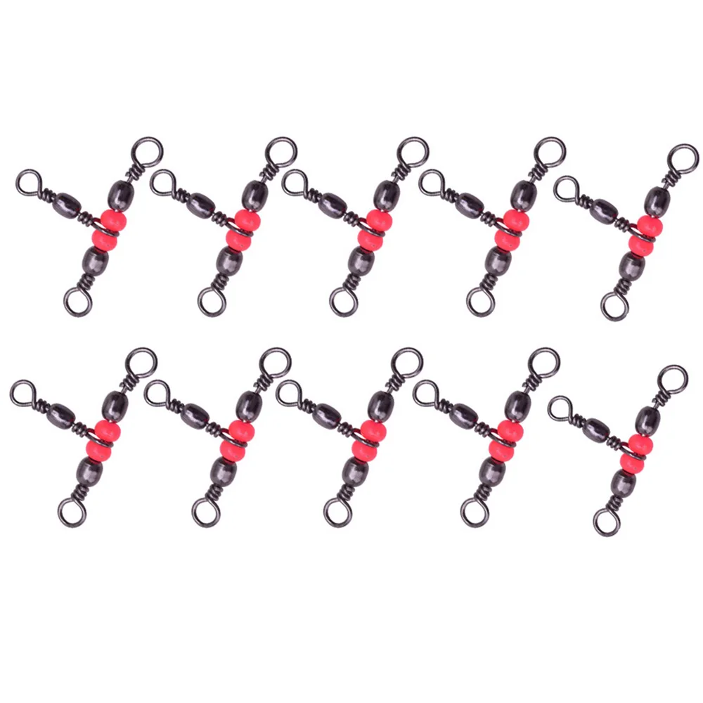 

10pcs Triple Solid Ring 3 Way Rolling Swivels Bearing Barrel Ring Fishing Swivel Fishing Connector