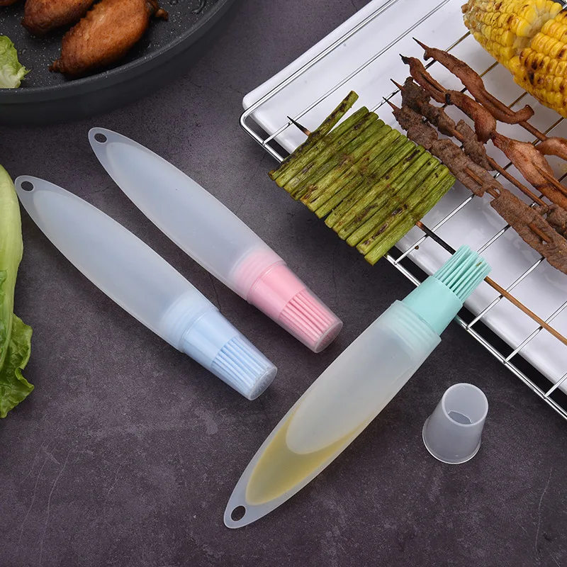 Silicone Oiler With Brush Seasoning Seasoning Sauce Brush With Scale Oil Bottle BBQ Kitchenware Gadgets Grilling Frying Tools