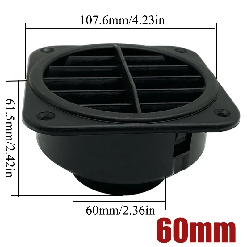 2X 42mm/60mm/75mm/90mm Warm Heater Parking Heater Air Vent Car Heater Ducting Duct Air Outlet Black For Webasto Truck Auto Parts