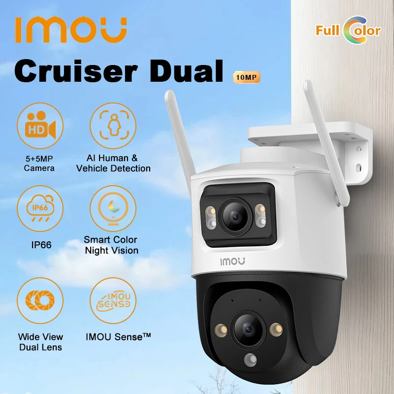 IMOU PT Camera Wifi Cruiser Dual 10MP Twee Lens 5 + 5MP Outdoor Full Color Nachtzicht HD Beeld Tweerichtingsgesprek Bewakingscamera