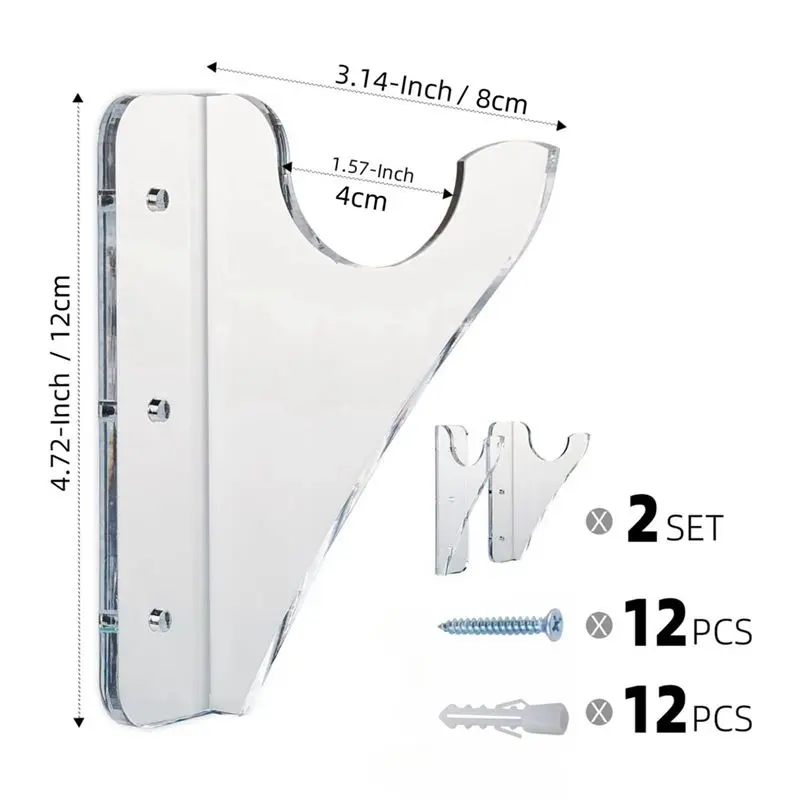 DT19 Lightsaber Stand Wall Display, Acrylic Sword Wall Mount Holder, Transparent Rack for Katana Collection, 2 Pair