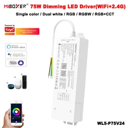 MiBoxer WL5-P75V24 5In1 Tuya Smart 24V75W WiFi+2.4G Dimmer Built-in Driver for Single Color/Dual White/RGB/RGBW/RGBCCT LED Strip