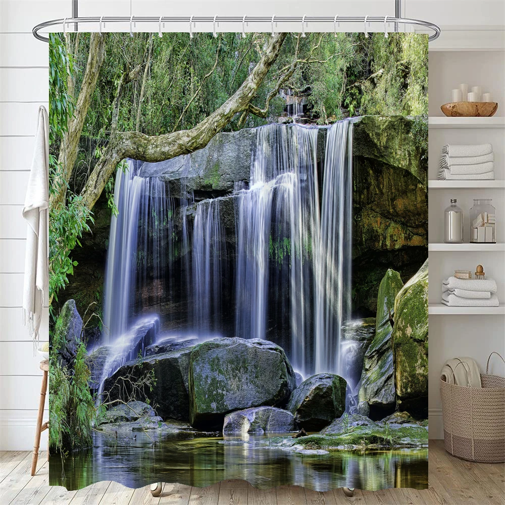 3D Print Forest Landscape Waterproof Fabric Shower Curtain Natural Scenery Bathroom Curtain large 240X180 Decorn Bath Curtains