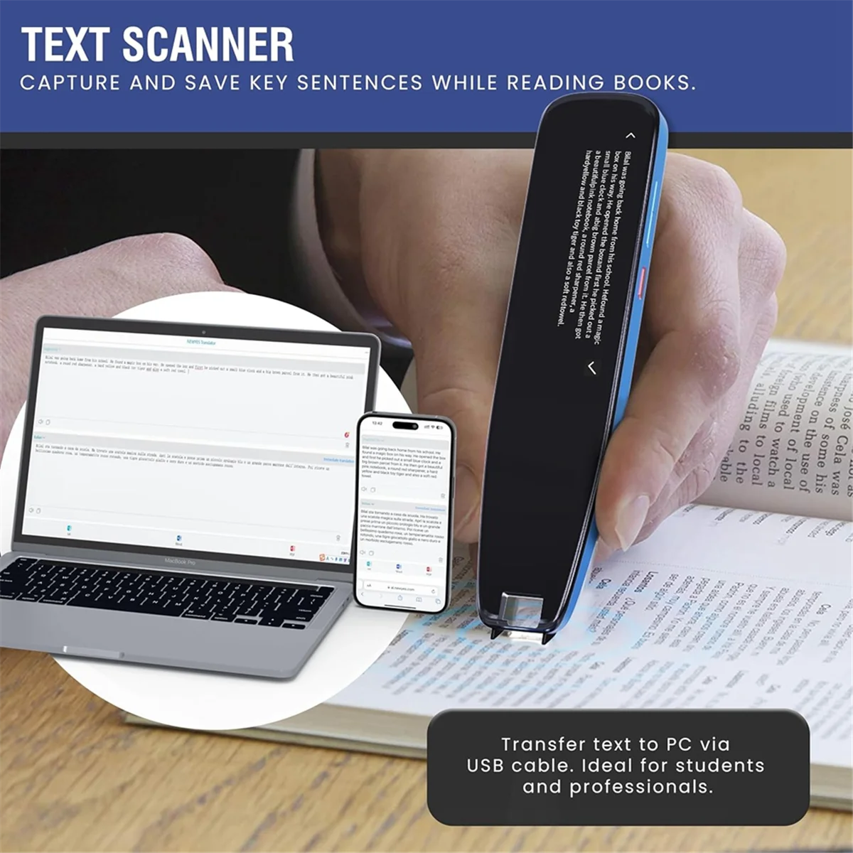 Reliable-Scan Reader Pen,16GB Collins Dictionary Scanner Translator Scanning Pen OCR Digital Voice Translator Device-ABDQ