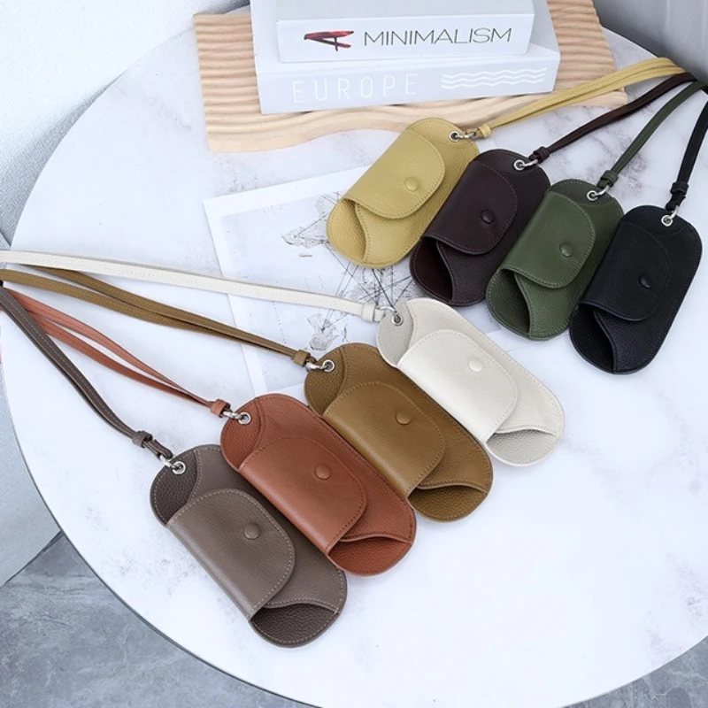 

Портативный кожаный чехол для солнцезащитных очков с ремешком - футляр для очков с магнитной застежкой, легкий держатель для очков для использования на открытом воздухе