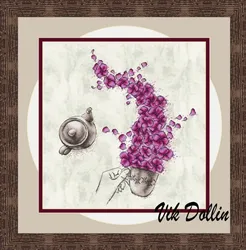 Cross Stitch Kit DIY Embroidery unpainting Sewing Handicraft Knitting -tea & Flower Series II gorgeous purplish red flowers