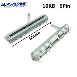 1pcs,Straight slip potentiometer,10KB×2,6Pin,Total length 60mm,AKAI APC40MK2,AKAl APC40 MKll,Mixing console volume putter