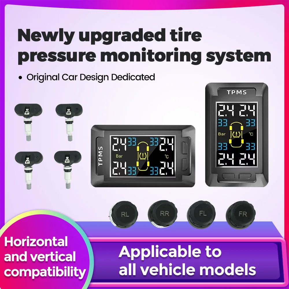 

Универсальный беспроводной TPMS автомобильный монитор давления в шинах, охранная сигнализация в реальном времени для всех моделей автомобилей, аксессуары для систем мониторинга