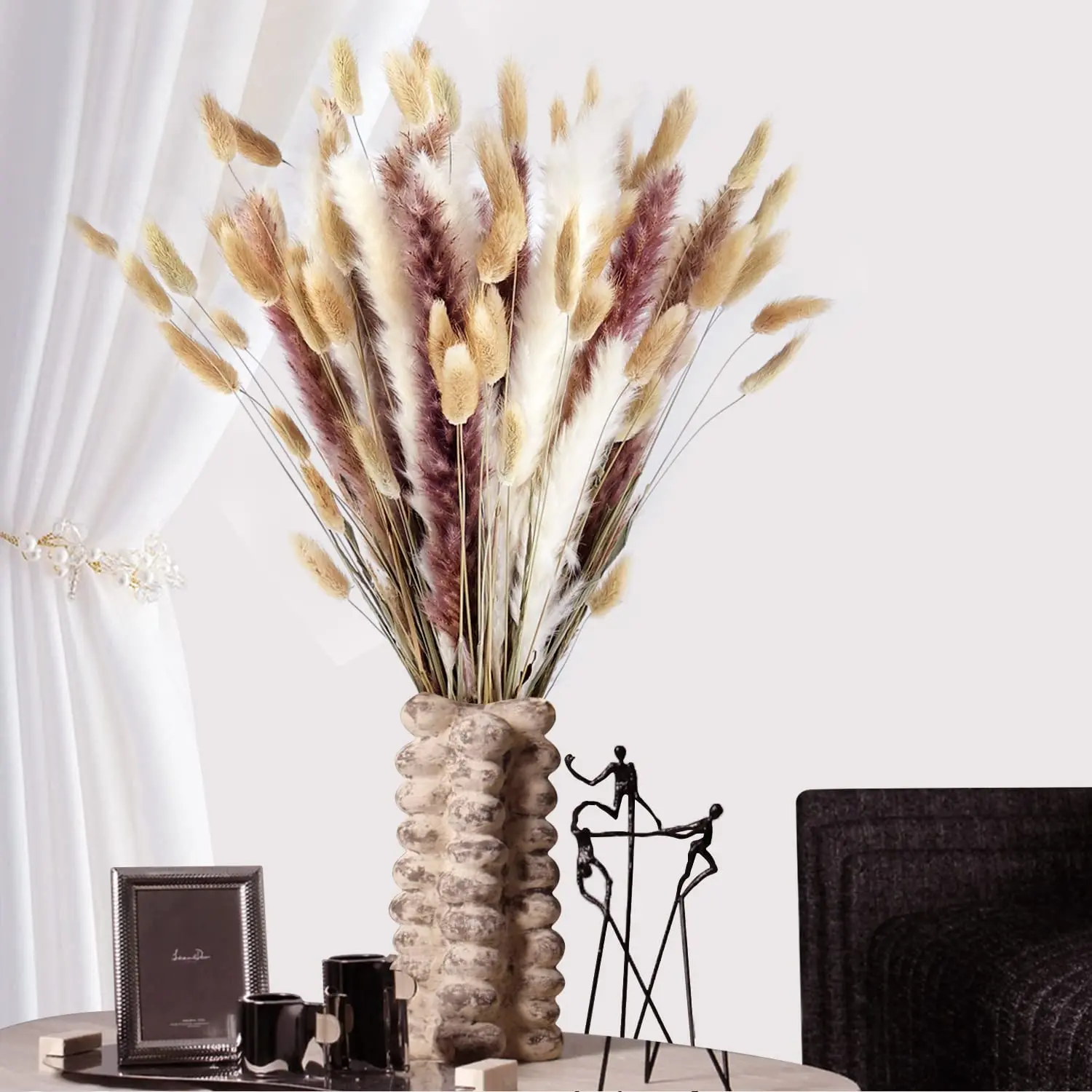 

Natural Dried Flowers Pampas Phragmites, Rabbit Tail, Grass Bouquet for Boho, Nordic Home, Wedding Flower Arrangement Decoration