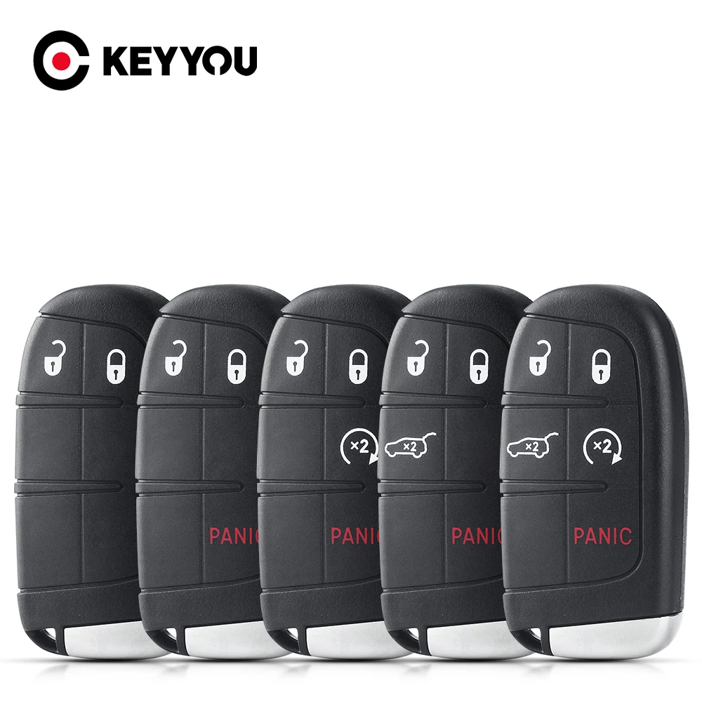 

KEYYOU For Chrysler Jeep Renegade Cherokee Dodge Ram 1500 Charger Challenger Remote Car Key Shell Case 2/3/4/5 Buttons