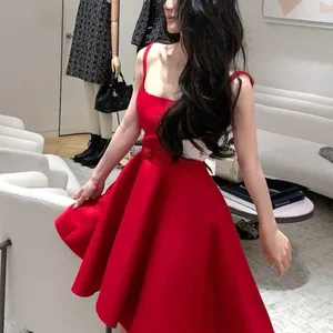 Mini Elegant Princess Party Dresses, Spaghetti Bracelet, Chic Dress for Ladies, Christmas and Undergraduate, Red, Korean, Summer 6 Main Sales Red Graduation Dress - №6