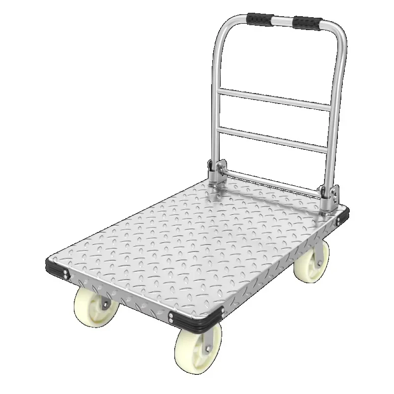 รถเข็นแบบมีพื้นเหล็กแผ่นรีดเย็น ขนาด 900 มม. * 600 มม. รับน้ำหนักได้ 450 กก. สำหรับงานหนัก