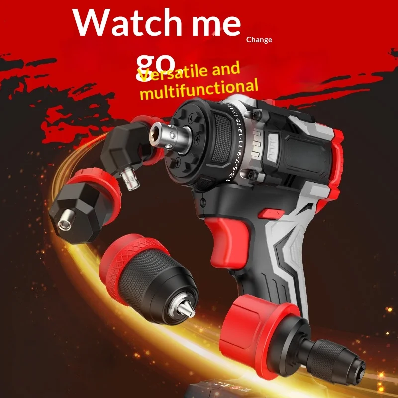 Multi-Head Drill Brushless Electric Hand Drill Quick-Change Chuck Home Improvement Electric Screwdriver Multi-Function PowerTool