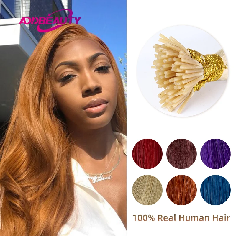 Straight I Tip Hair Extension Human Hair Extension 0.8g/ 1g/Strand 50pc/Set Capsule Keratin Natural Fusion Human Hair Extension