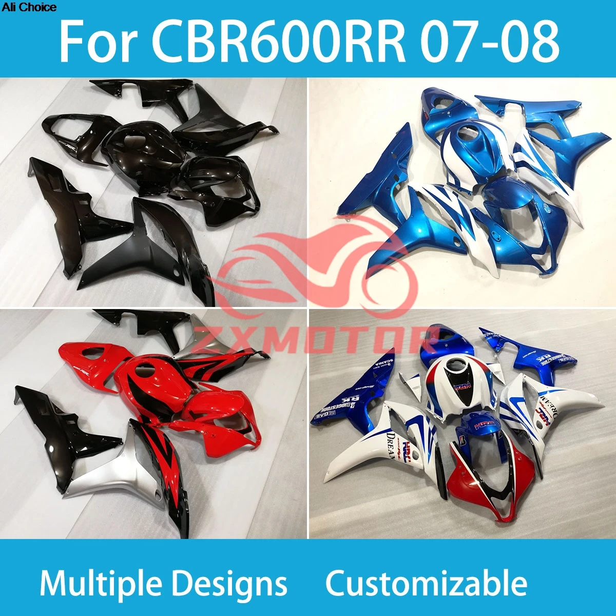 

Подходит для Honda CBR 600RR 2007 2008, комплект обтекателей для восстановления CBR600RR 07 08, комплект обтекателей с пластиковым чехлом для мотоцикла