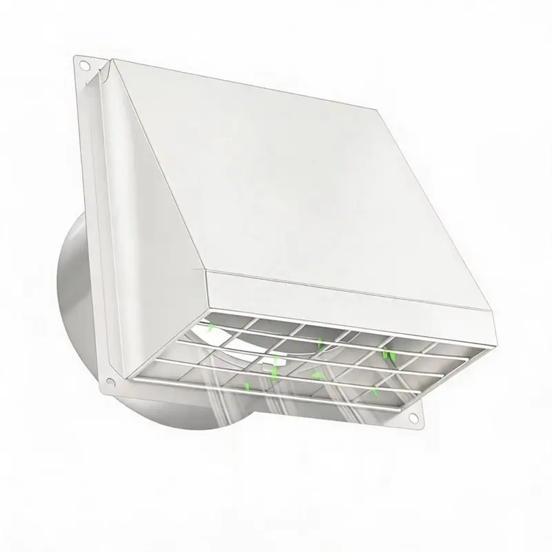ABGH-For Range Hood Use Dryer Vent Cap 4 Inch Size Wall For Mounted Metal Construction Removable Mesh And Damper Included
