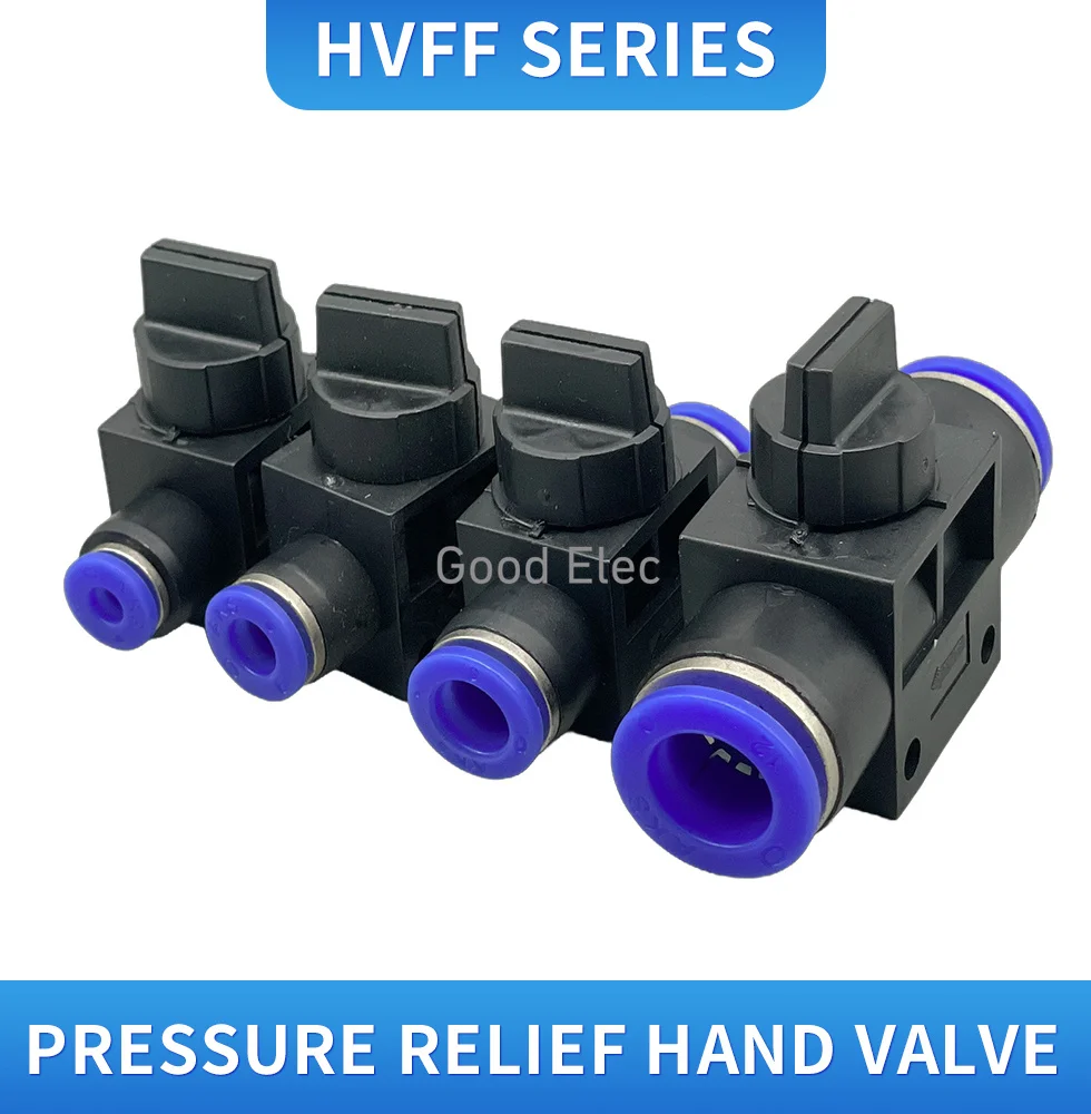 HVFF Pneumatic Fittings Hand Valve 4mm-12mm Connector Quick Push For Hose Tube Limiting Speed Control