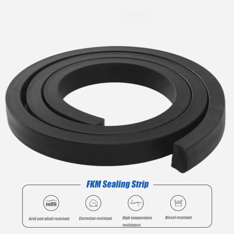 Square Fluorinated Rubber Tape, Black FKM Sealing Strip, Acid Alkali, High Temperature And Oil Resistant