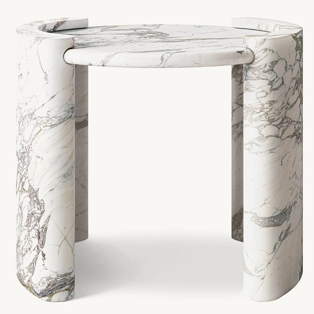 &d Furniture Volakas White/Bianco Carrara/Arabescato Niestandardowy Stolik Pomocniczy