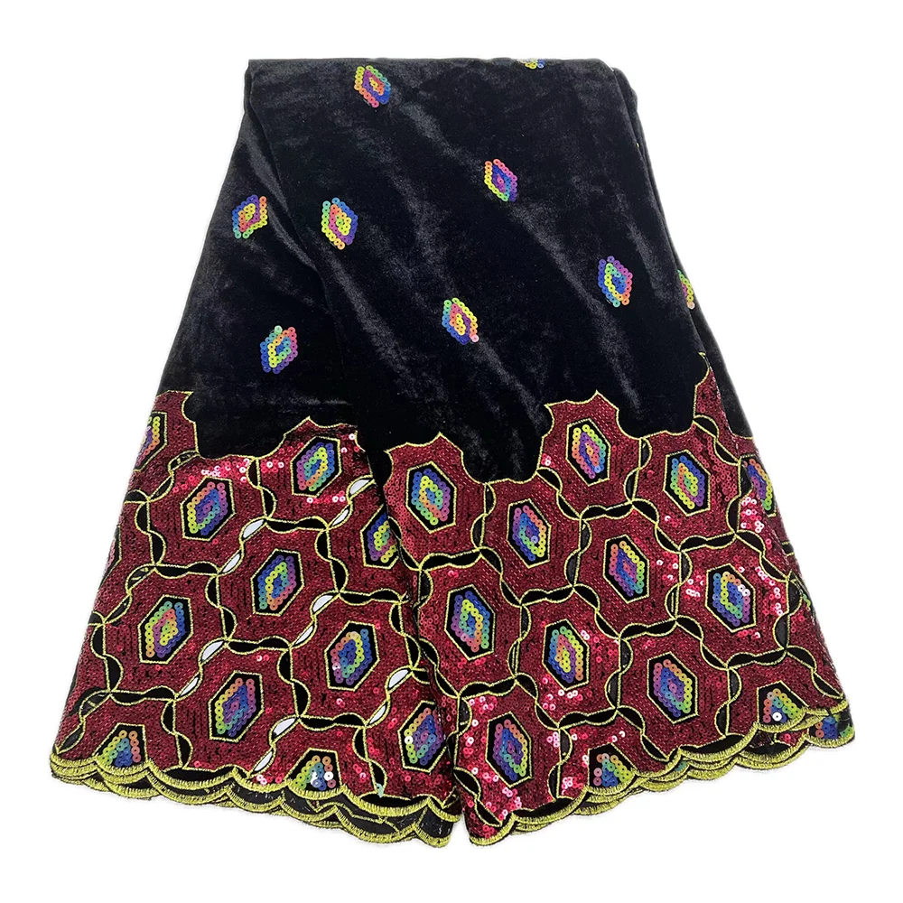 Женская кружевная ткань в стиле ретро с блестками, африканский 5-ярдовый материал, нигерийские элегантные свадебные платья, бархатная ткань