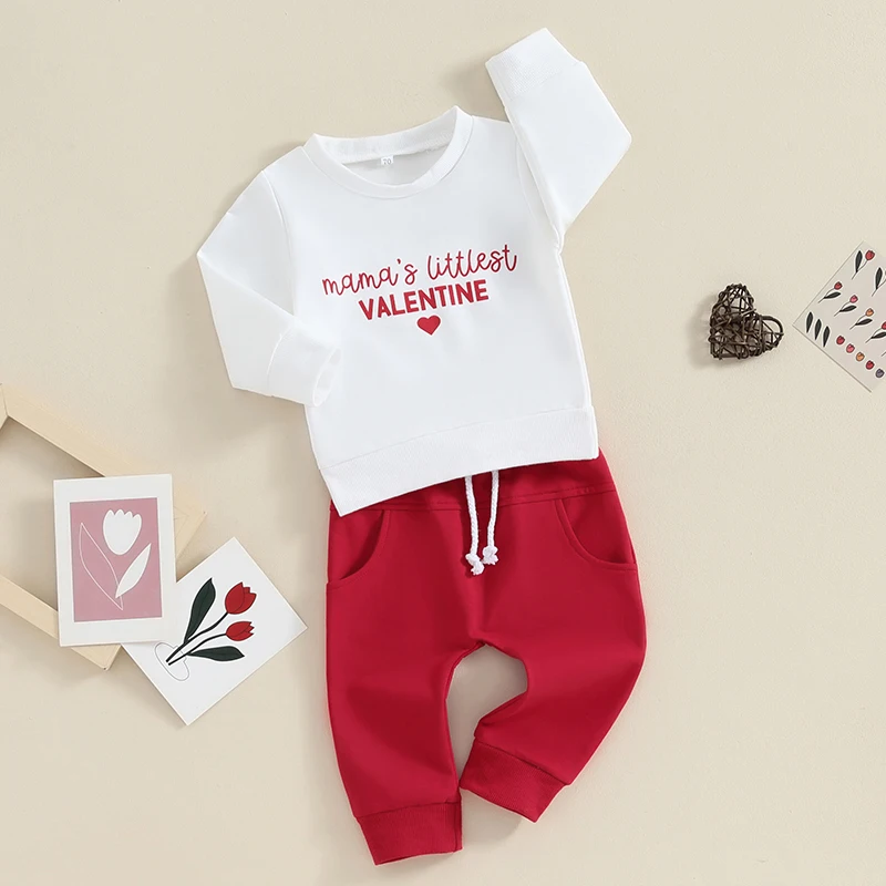 

0-3 Years Toddler Baby Boy Clothing Spring Outfits Pullover Sweatshirts Long Pants Set for Valentine s Day
