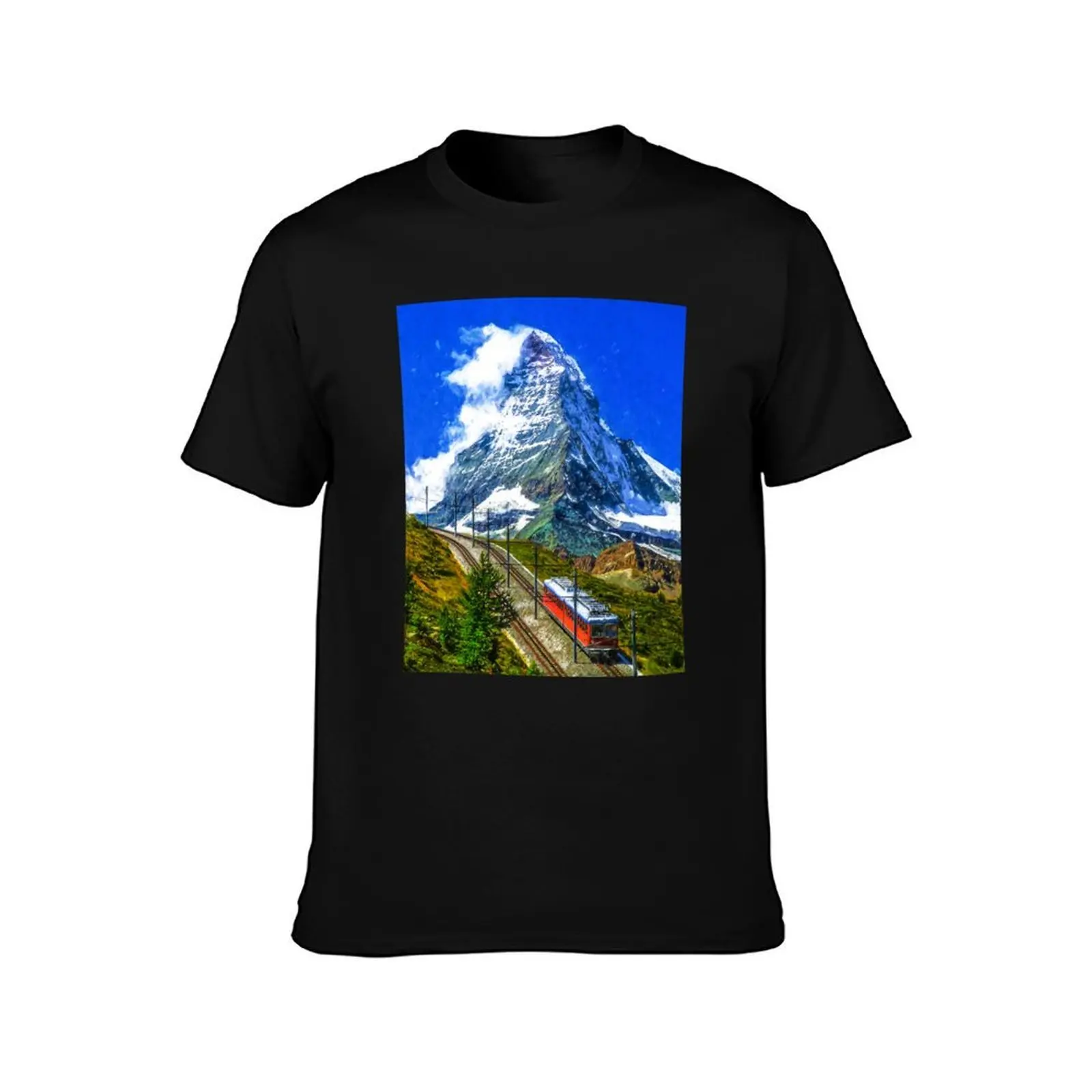 Matterhorn Mountain Switzerland Zermatt, European Swiss Alps Mountains, Winter Matterhorn Landscape Oil Paint, Switzerla T-Shirt