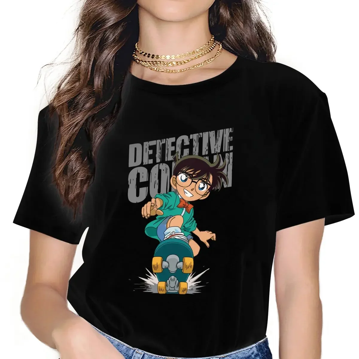 Anime Detective Conan Skateboard Tshirt Graphic Girl Tops Vintage Fashion Summer Clothes Fibre Harajuku T Shirt