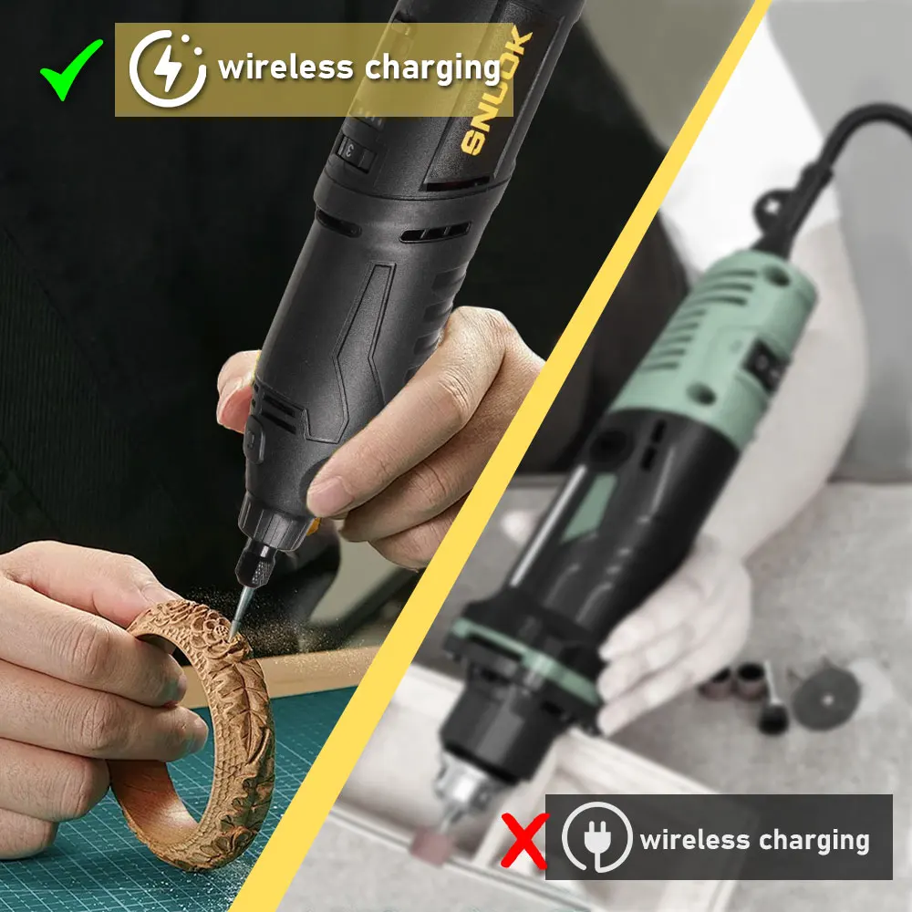SNUOK 10.8V rettifica elettrica utensile elettrico penna per incisione per la lavorazione del legno fai da te, perforatrice per gioielli, compatibile con batteria Makita