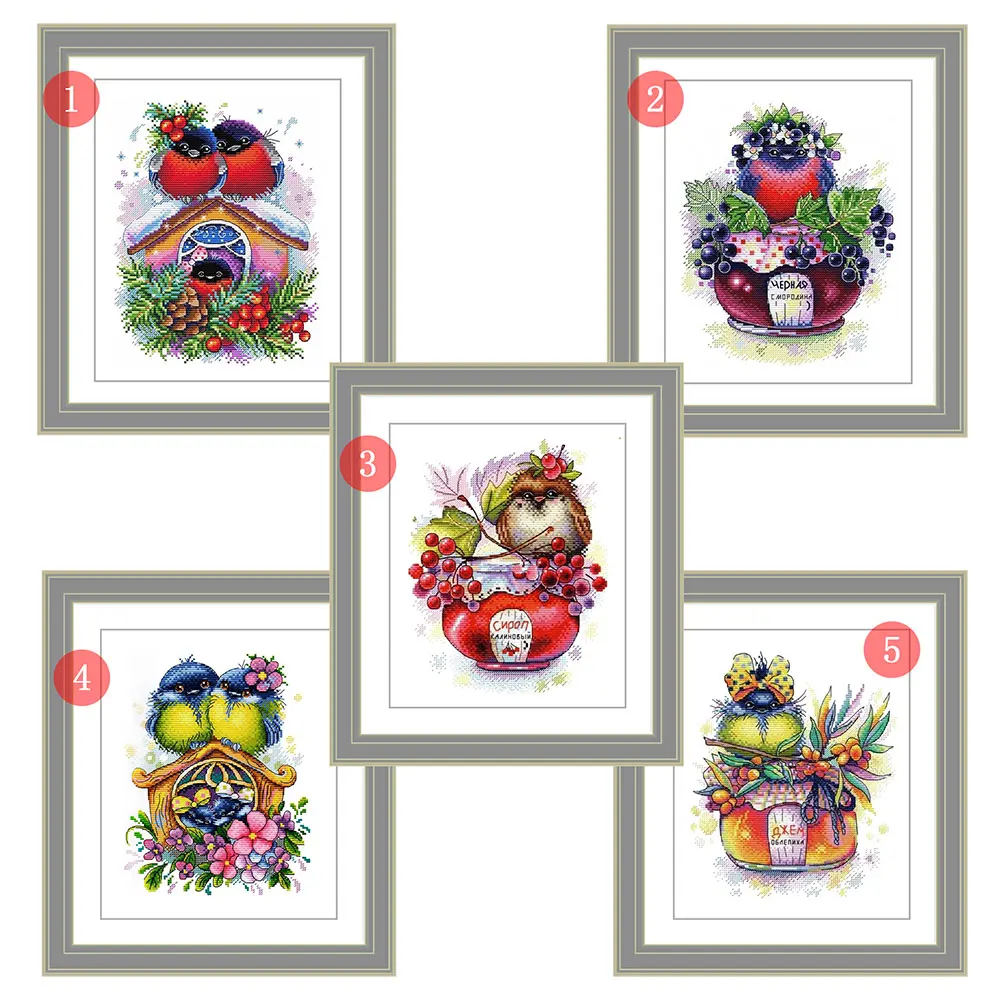 Cross Stitch Kit Fishxx Restaurant Embroidery Hanging D932 Jam Bird Polyptych Precise Printing