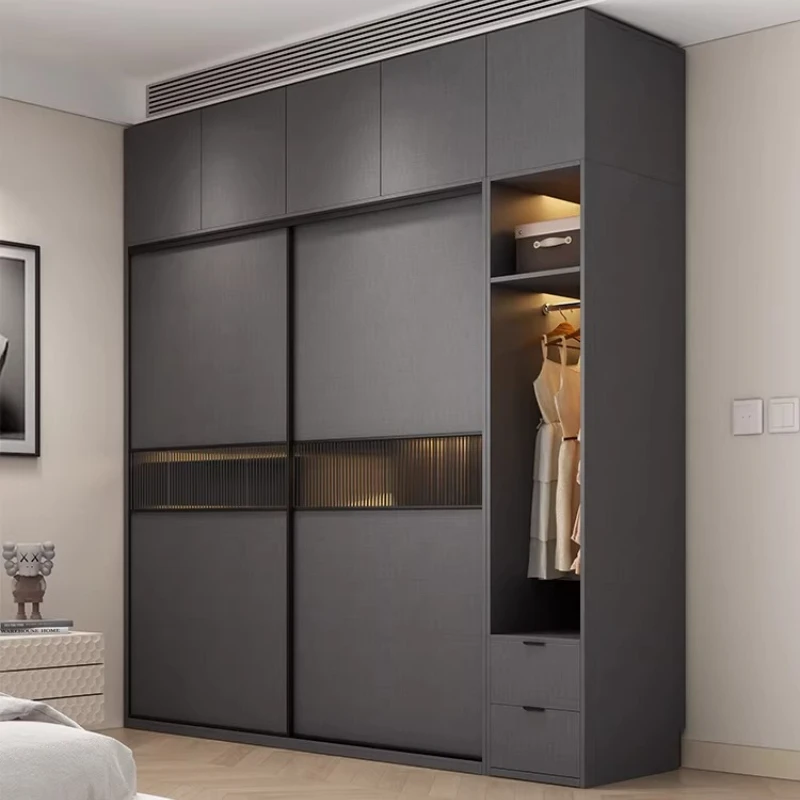Clothes Closet Grey Wardrobe Corner Modern Organizer Storage Sliding Door Wardrobe Open Comforter Living Room Bedroom Furniture