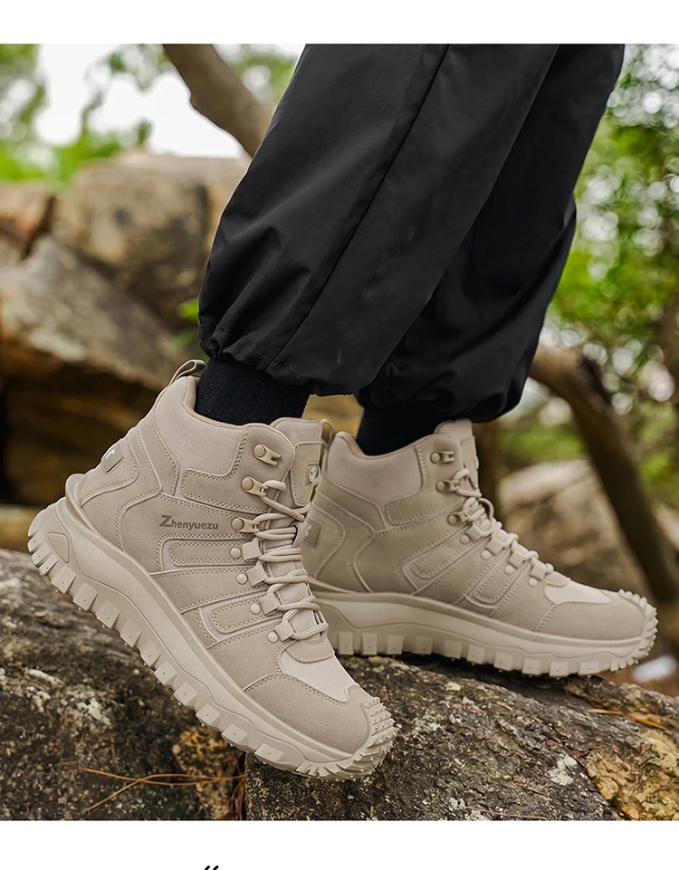 Herren-High-Top-Wanderstiefel in großen Größen, modisch, mit komfortablem Futter, flexibler und dicker Sohle, hervorragendem Grip, geeignet für Outdoor-Wanderungen, Trekking, Camping und andere Aktivitäten. – Detail 11