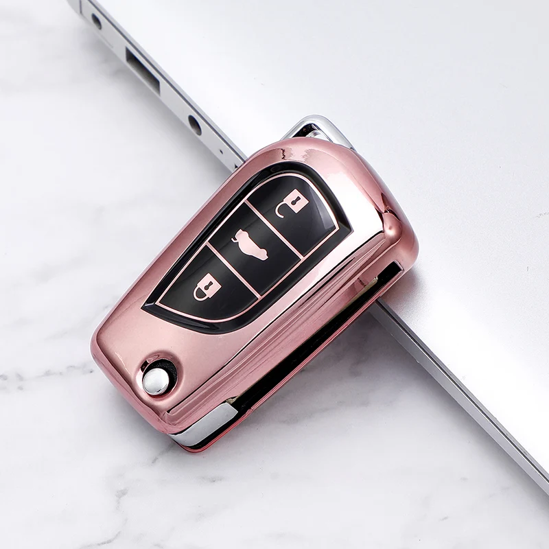 Autos chl üssel Fall Abdeckung Soft TPU Flip Remote Key Protector Haut halter für Toyota Corolla Highlander Auris Avensis Verso Yaris Rav4