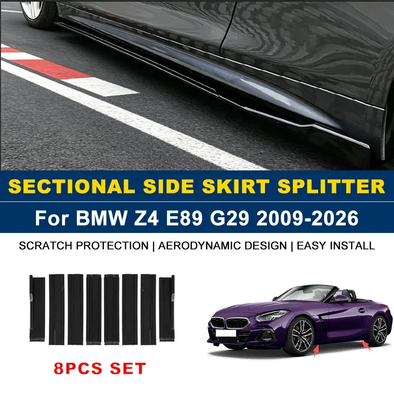 

2m Sectional Side Skirt Extension Lips Side Spoiler, Car Exterior Modified Upgrade Kit For BMW Z4 E89 G29 2009-2026 2010 2011