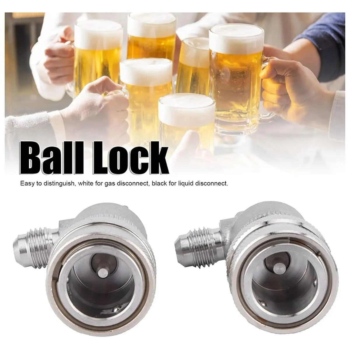 Ball Lock Quick Disconnect Set 1/4 Inch MFL Stainless Steel Keg Coupler Fittings, Homebrew Beer Gas & Liquid Connectors