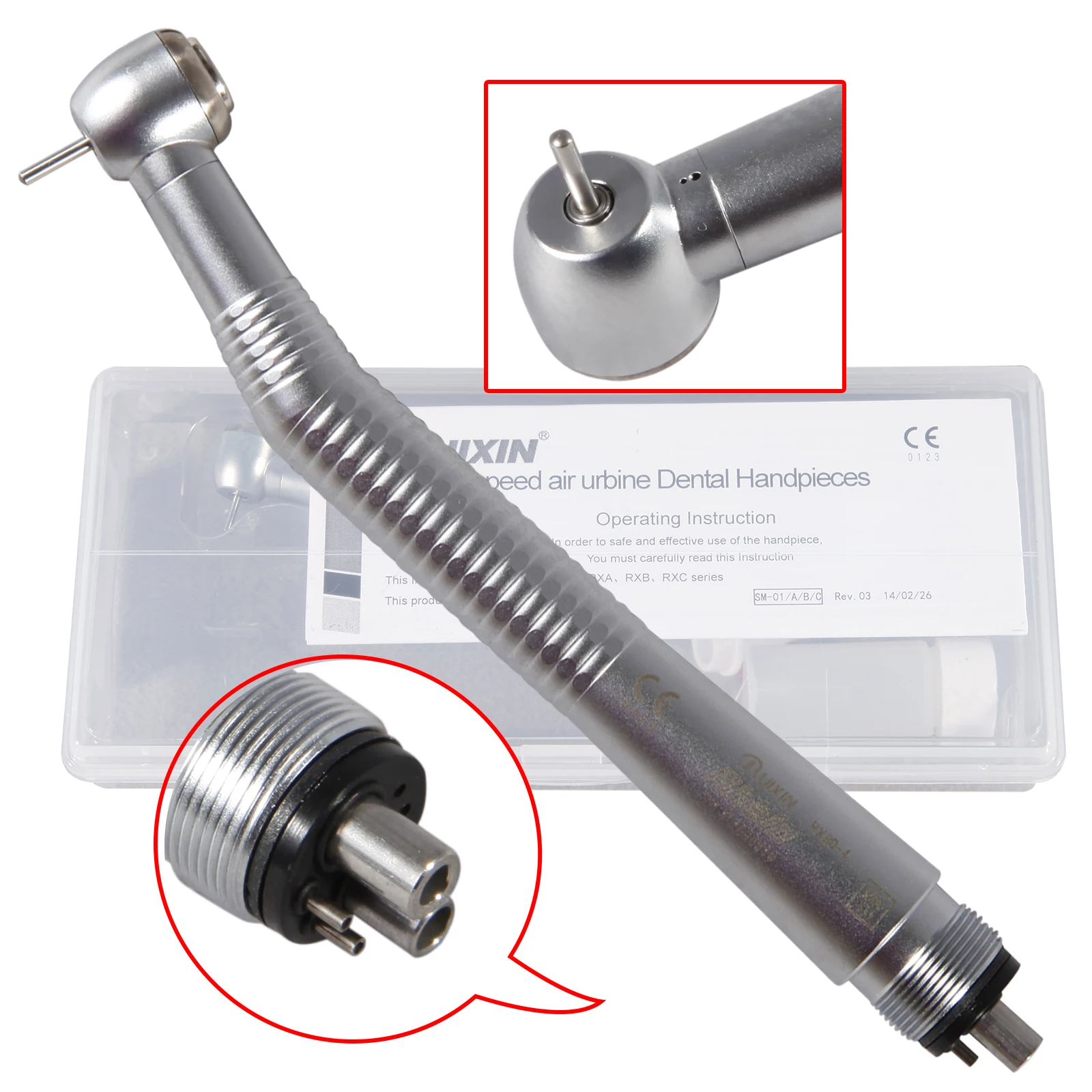 

Dental High Speed Large Torque Head Big Handpiece Push Button Air Turbine 4Hole Fit NSK /Replace Turbine Cartridge Rotor