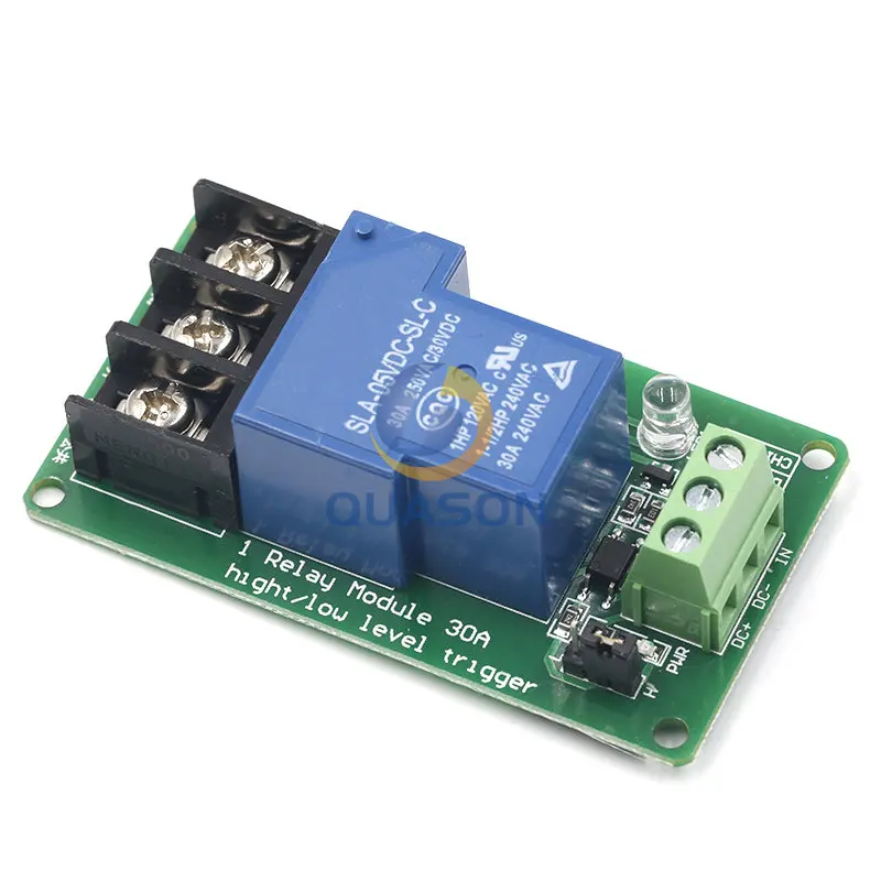 ONE 1 channel relay module 30A with optocoupler isolation 5V 12V 24V supports high and low Triger trigger