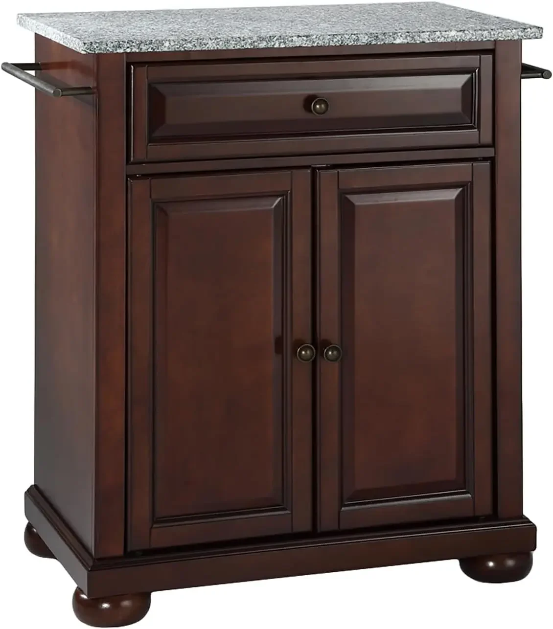 Alexandria Cuisine Kitchen Island with Solid Grey Granite Top - Vintage Mahogany