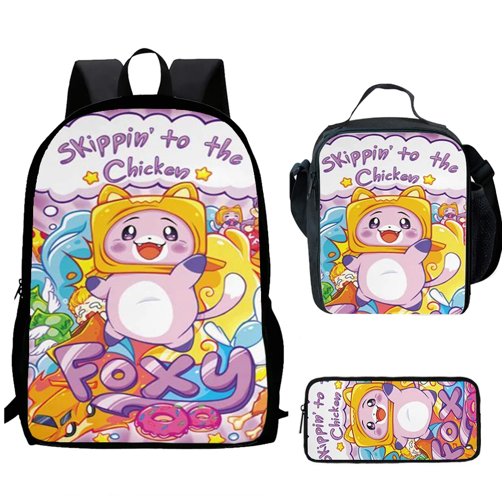 Musician LankyBox Cartoon 3 pcs set Child School Backpack with Lunch Bags ,Pencil Bags  School Bags for Boys Girls Best Gift