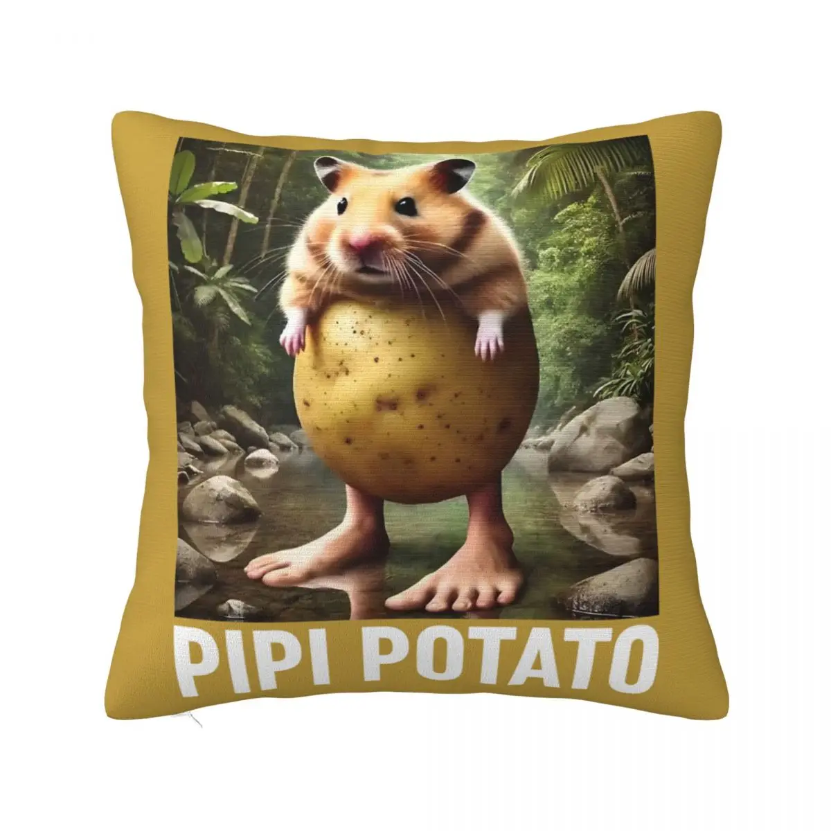 Pipi Potato Italian Brainrot Meme Pillowcase Printed Polyester Cushion Cover Decorative Pillow Case Cover Home Square 40*40cm