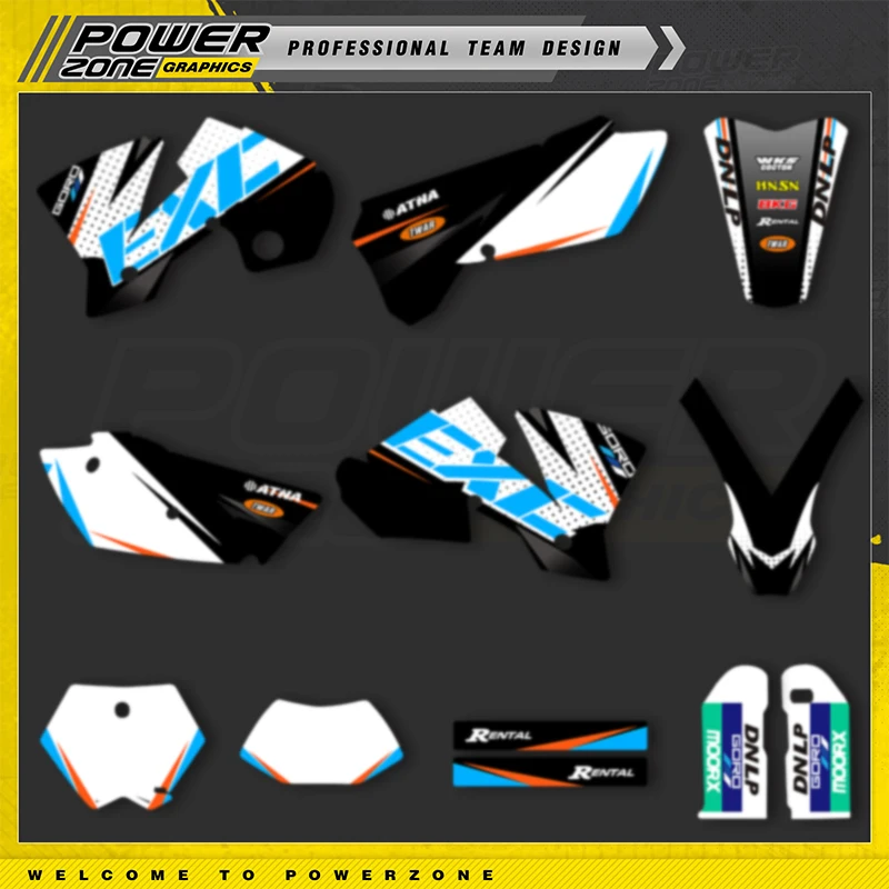 

Пользовательская команда PowerZone для KTM 2003 2004 SXF 2004 EXC 250cc графические наклейки для комплекта 3M наклеек наклейки для мотоцикла 007