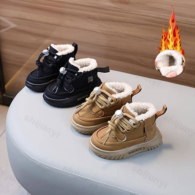 Childrens Snow Boots 2025 Winter High-top Kids Sneaker Comfortable Warm Girl Boys Ankle Boot Warm Cold Proof Outdoor Cotton Shoe