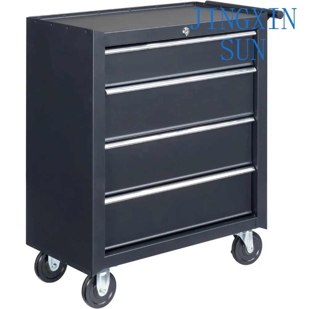 4-Drawer Heavy-Duty Rolling Tool Chest – Lockable with Keys, Sturdy Metal Storage Cabinet on Wheels, Portable Workshop Organizer