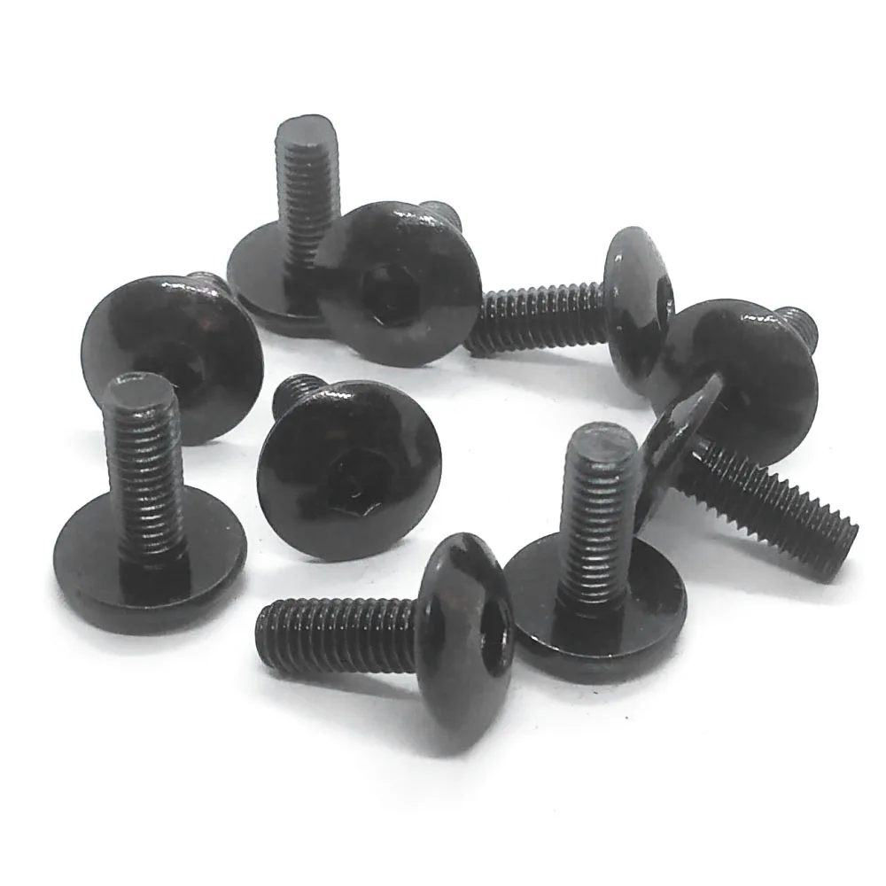 10pcs Black Large Flat Head Hexagon Socket Screws Bolts M6 Anti-rust Black Zinc Plating for Motorcycle Moped Scooter Tail Plates