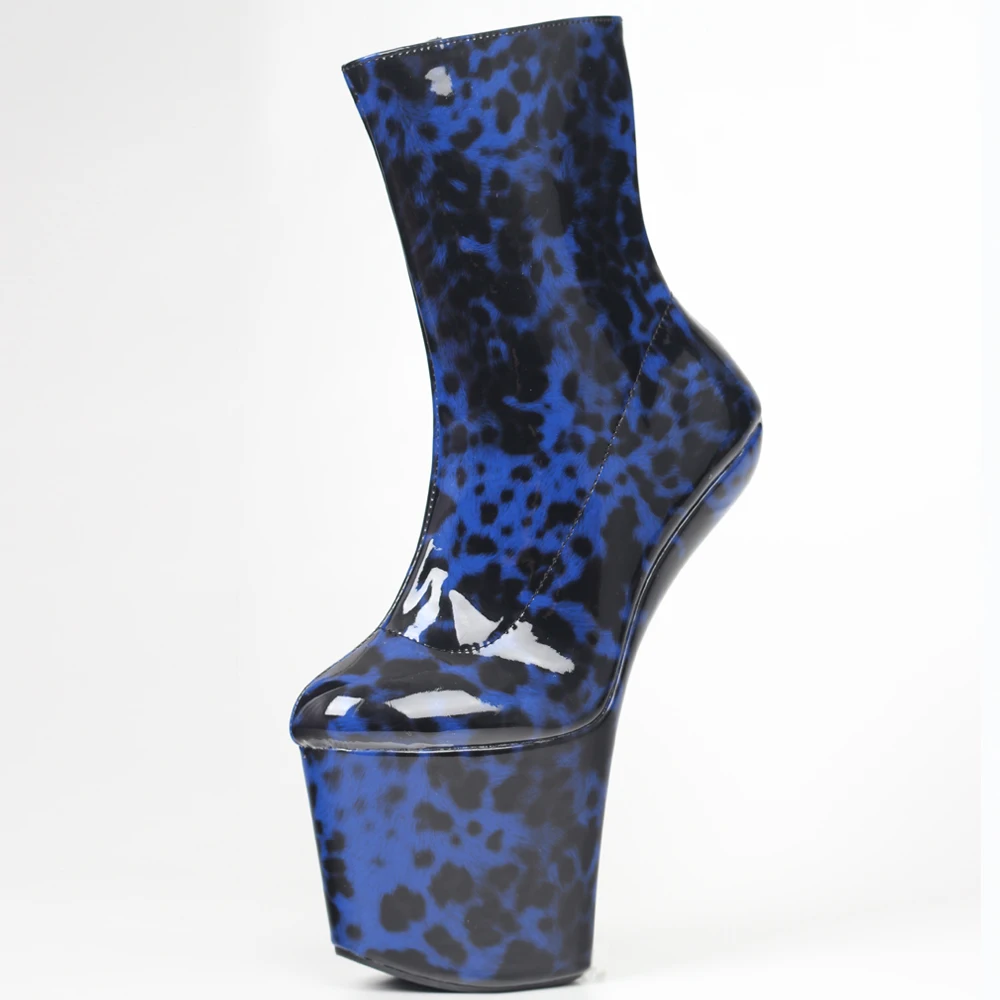

8 Inch High Heeless Platform Cosplay Hoof Heel Ankle Boots Unisex Exotic Pole dancing shoes